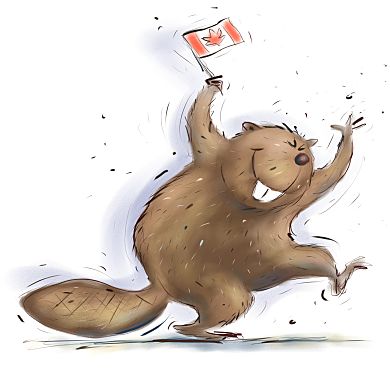 Image of beaver with Canadian flag