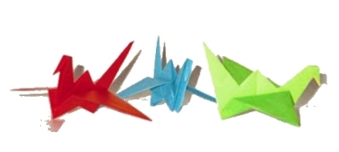 Photo of of three Origami paper cranes
